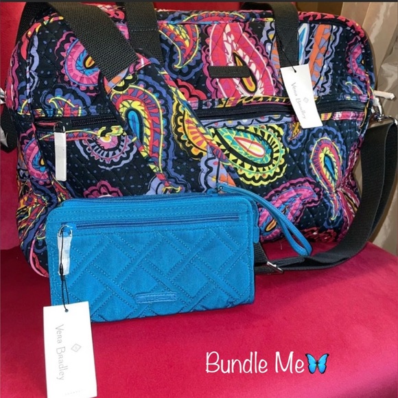 🎉HP🎉New! Vera Bradley Bahama Bay RFID Front Dual Zip Wristlet Wallet💙🌊🦋 - Picture 11 of 13